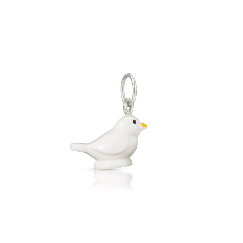 LEGO mini-figure white bird  charm with silver loop at head for chain to go through 