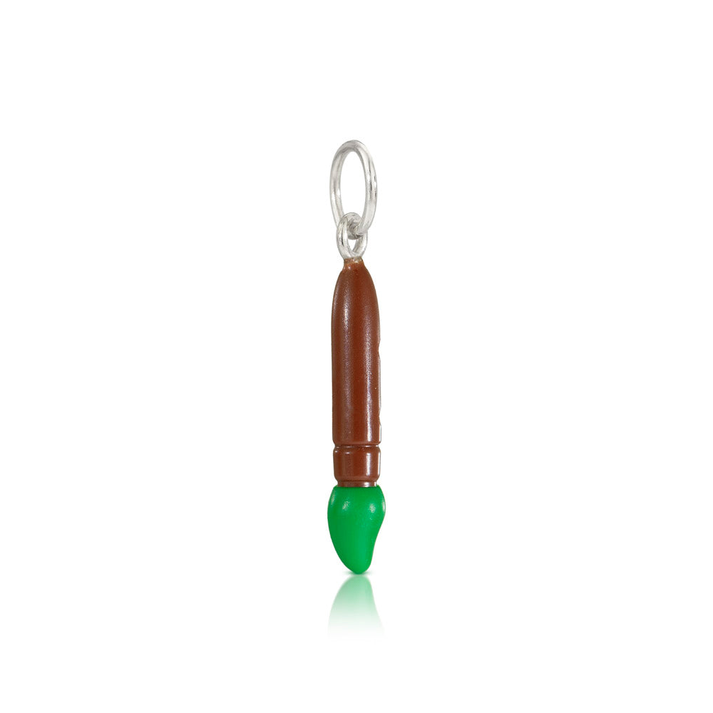 Green LEGO paint brush mini-figure accessory made into a charm to wear as  jewelry