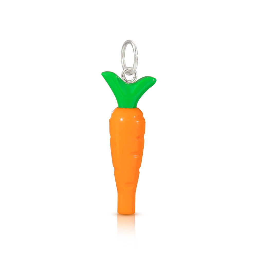 LEGO carrot charm with sterling silver loop on top to go on a necklace or bracelet 