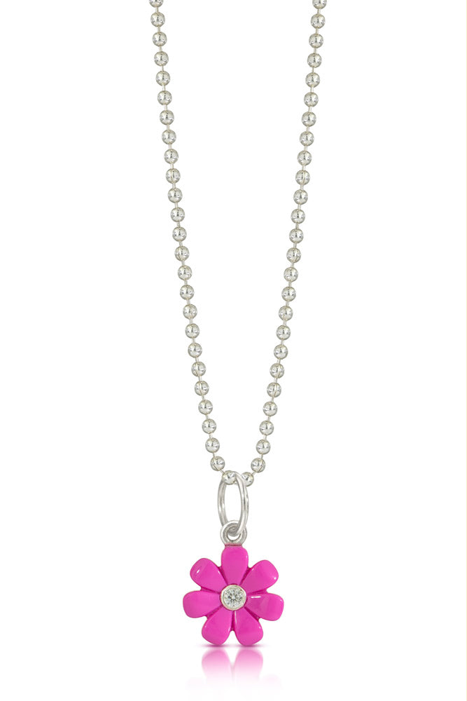Diamond Daisy and Pink Opal Bead Necklace