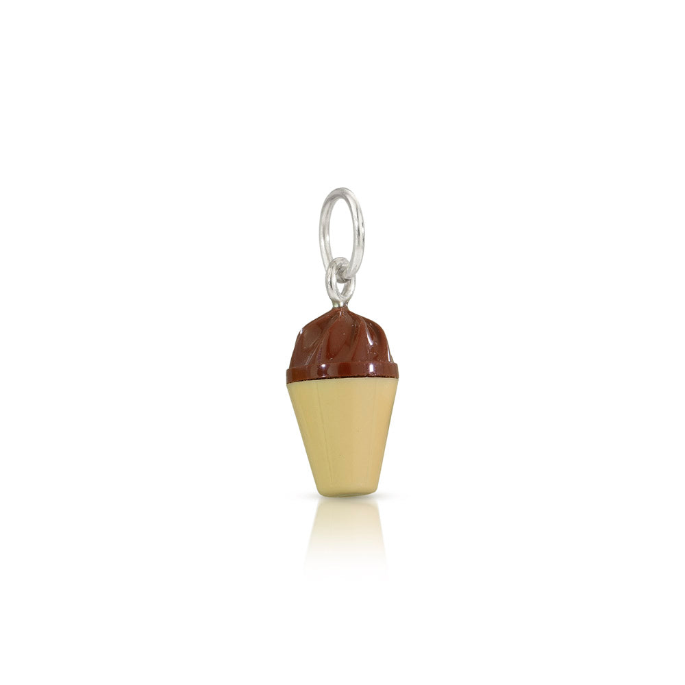 LEGO chocolate ice cream cone mini-figure accessory charm with silver loop at top for chain to go through 