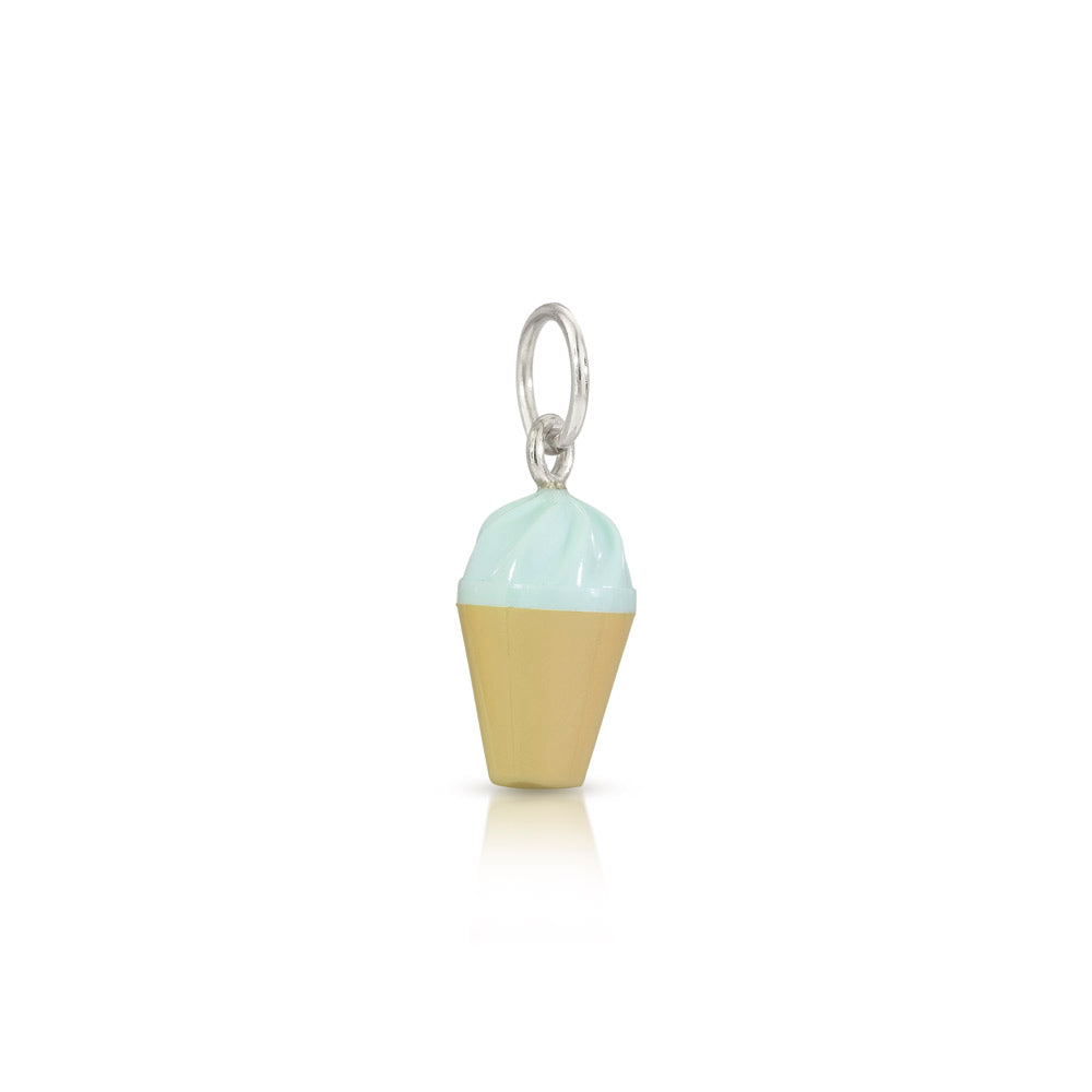 LEGO mini-figure accessory  pistachio or mint ice cream cone charm with silver loop at top for chain to go through 