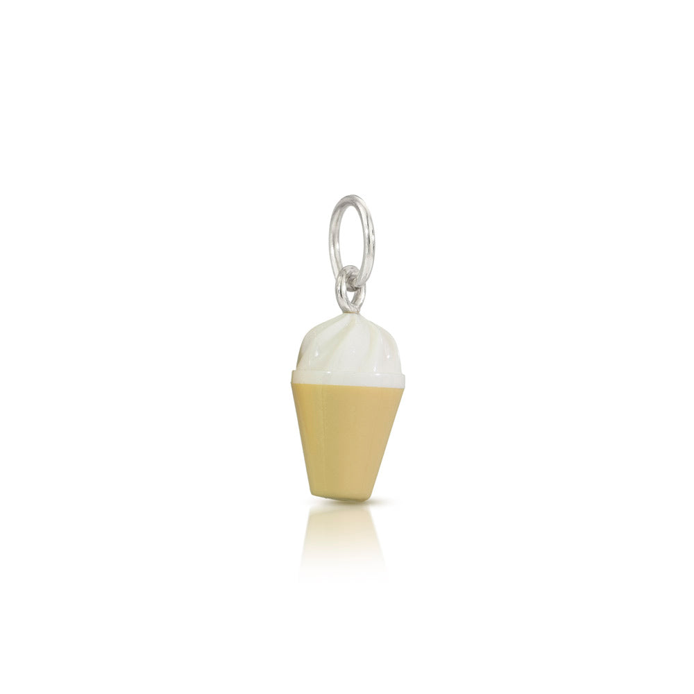 LEGO mini-figure accessory  vanilla ice cream cone charm with silver loop at top for chain to go through 