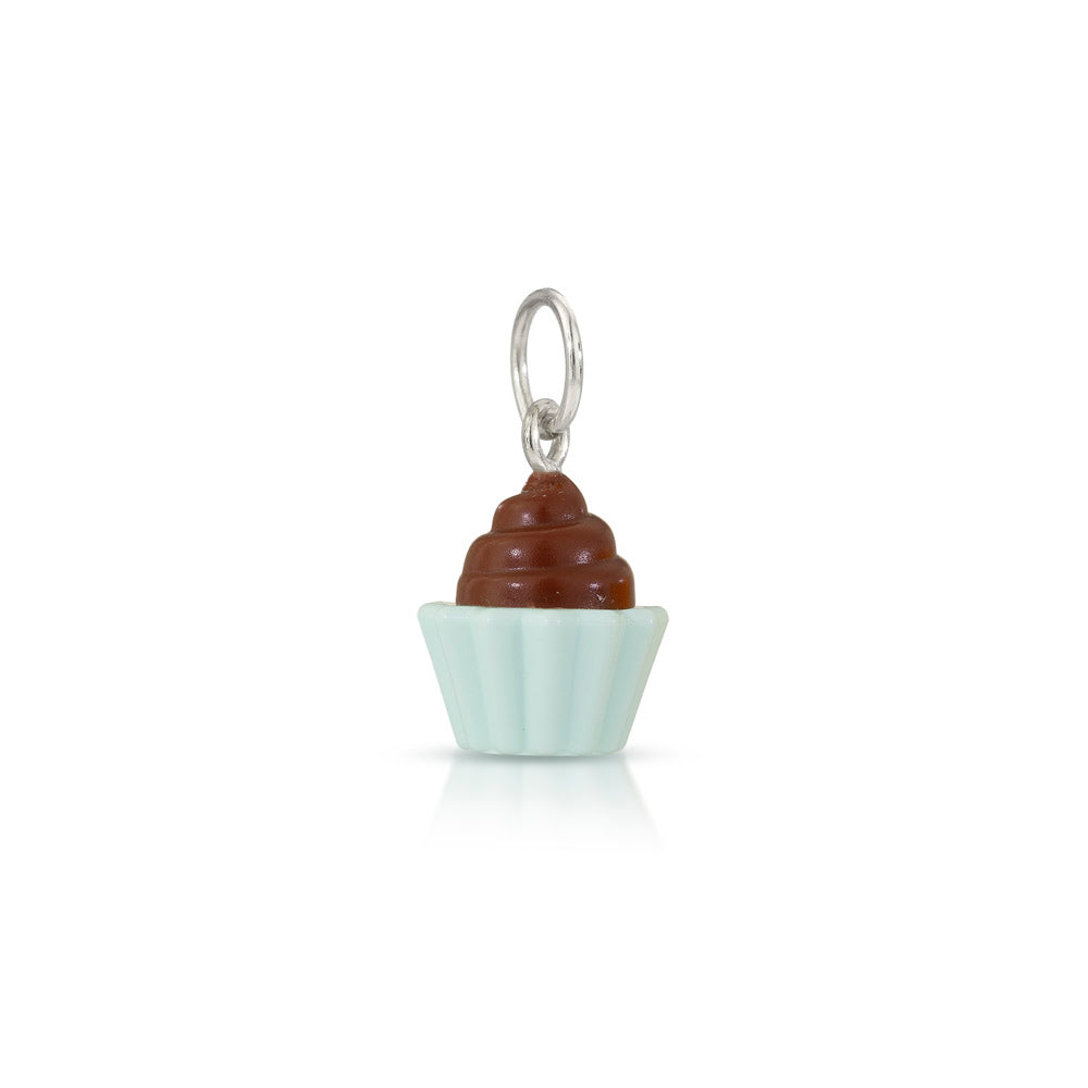 LEGO chocolate cupcake mini-figure accessory  charm with silver loop at top for chain to go through 