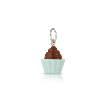LEGO chocolate cupcake mini-figure accessory  charm with silver loop at top for chain to go through 