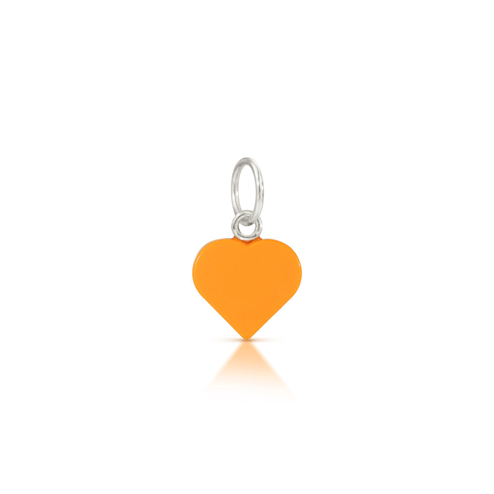 Orange LEGO heart made into a sterling silver charm
