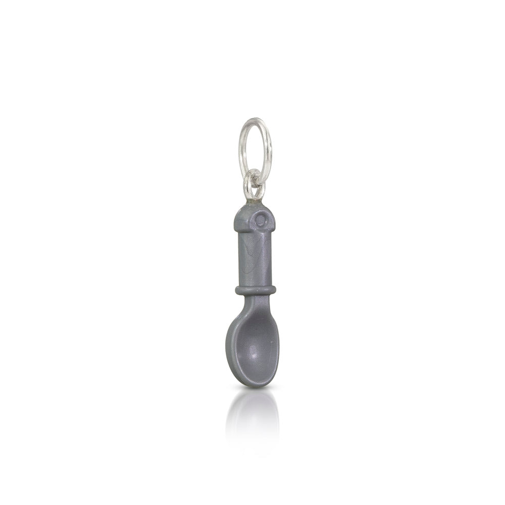 LEGO mini-figure accessory silver spoon charm with silver loop at top for chain to go through 