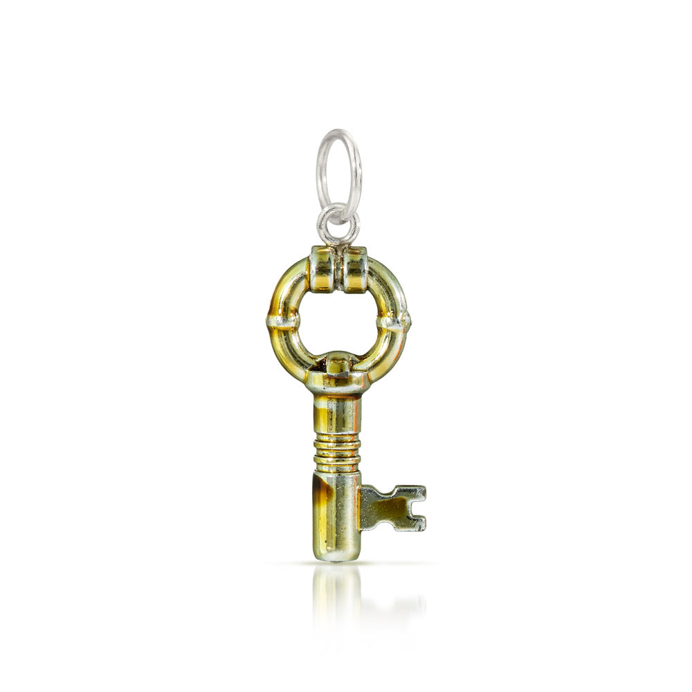 gold LEGO key  mini-figure accessory made into a sterling silver charm