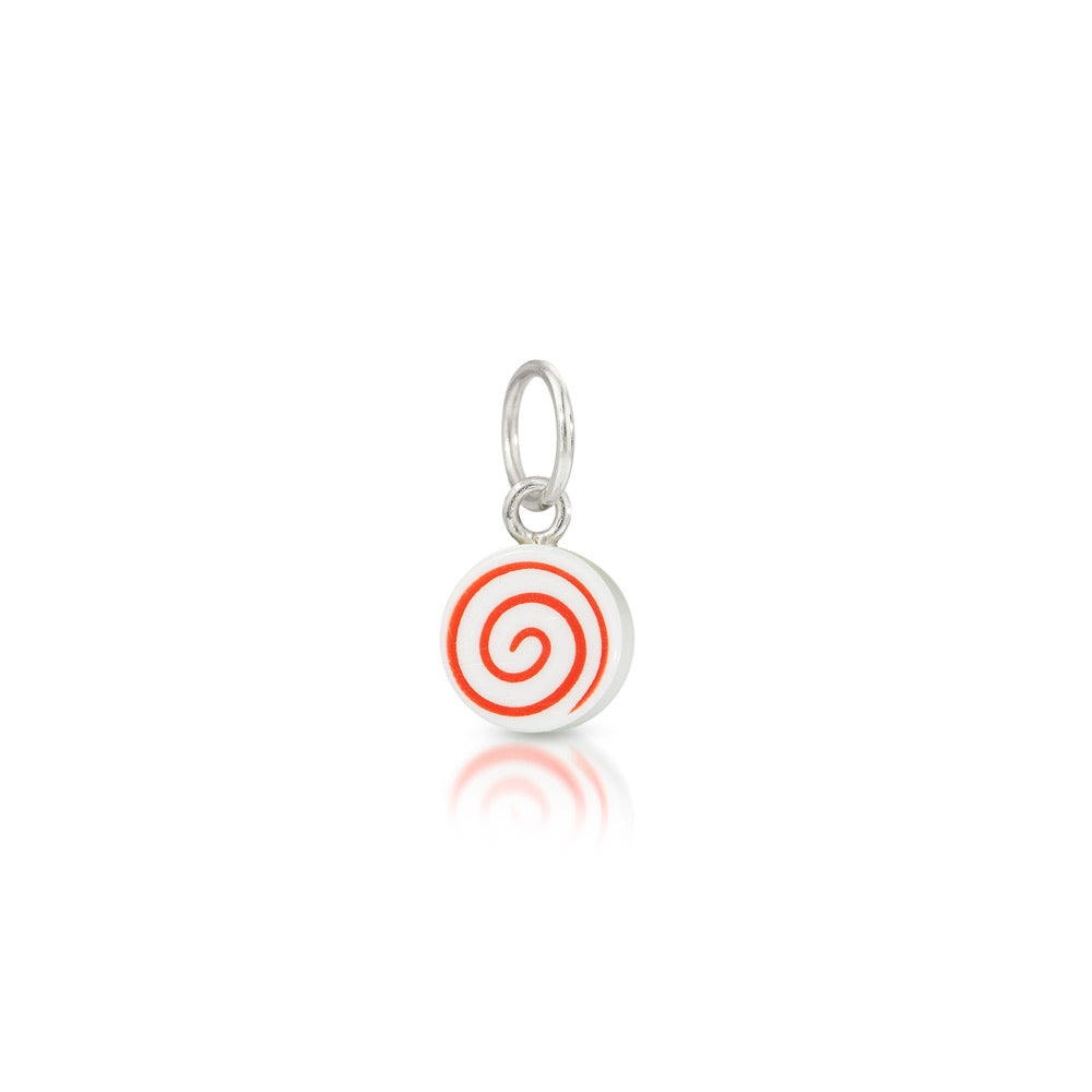LEGO peppermint candy mini-figure accessory charm with silver loop at top for chain to go through 