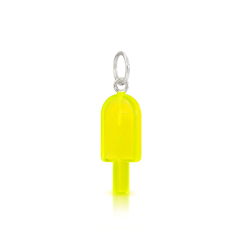 LEGO lemon popsicle mini-figure accessory charm with silver loop at top for chain to go through 