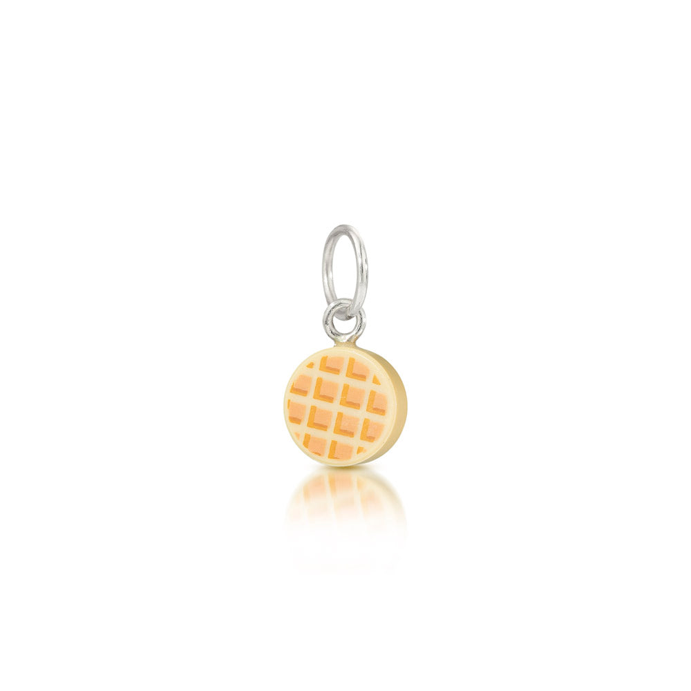 LEGO mini-figure accessory waffle charm with silver loop at top for chain to go through 