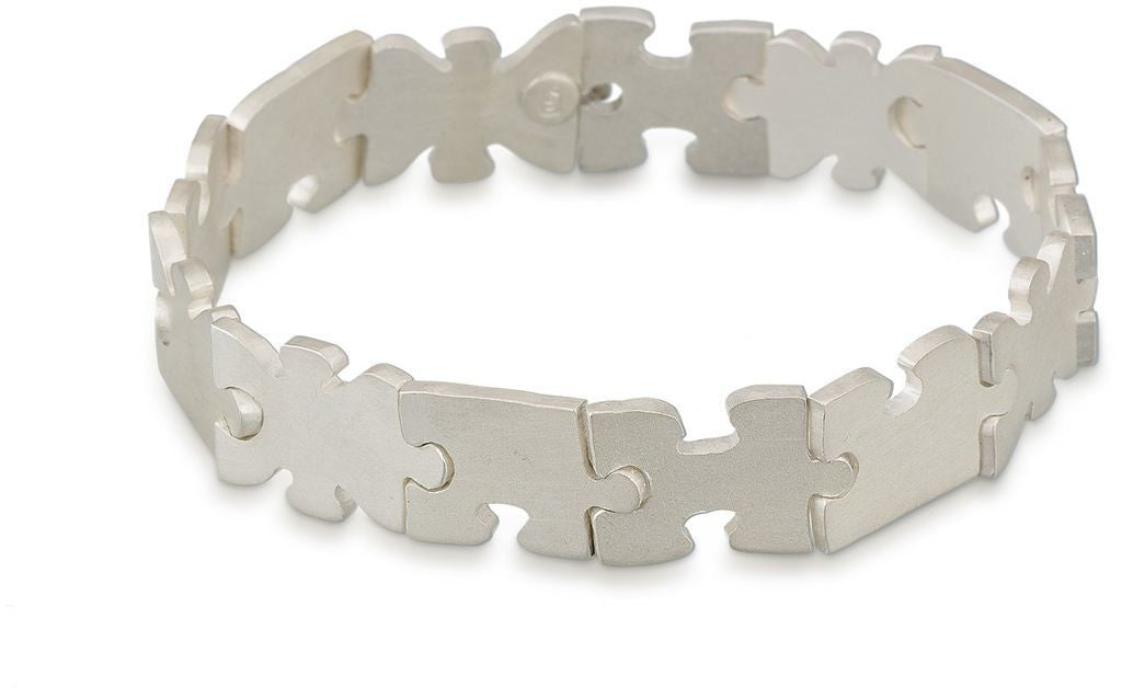 Sterling silver autism awareness puzzle piece bracelet
