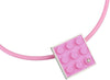 2 X 3 pink recycled LEGO brick hand made into a  modern, simplistic pendant with a diamond