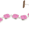 LEGO jewelry made with 2 x 2 pink LEGO bricks hand fabricated sterling silver bracelet