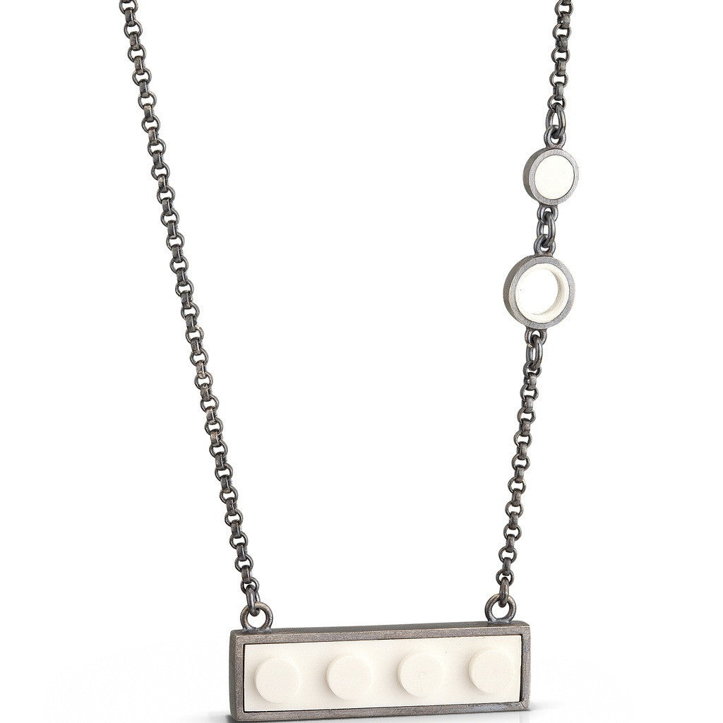 Modern bar pendant with recycled LEGO pieces and oxidized patina finish