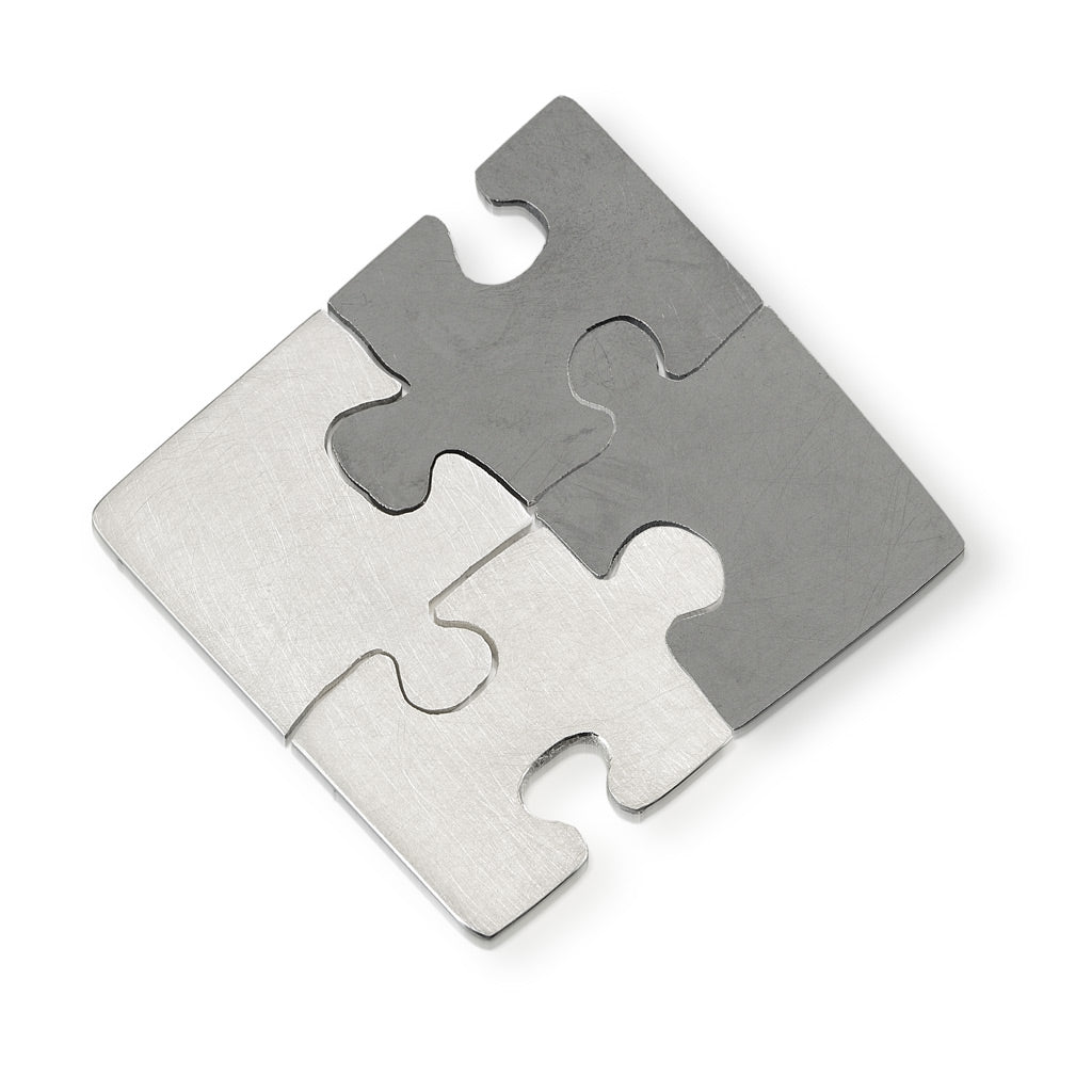 Autism Awareness hand cut puzzle pieces that fit together but worn as 4 separate pins