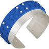 Cuff bracelet made with recycled Blue baseplate LEGO and photo-etched sterling silver