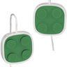 Dark green 2 X 2 LEGO brick architectural earrings in sterling silver
