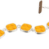 2 X 2 orange LEGO brick set into hand fabricated contemporary art jewelry bracelet