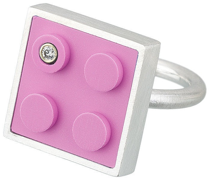 2 X 2 Pink LEGO ring with diamond