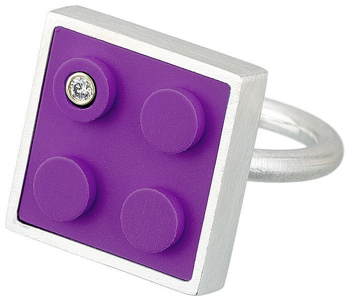 2 X 2 Purple LEGO ring with diamond